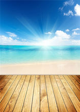 Sand Beach Photo Studio Ocean Background Vinyl Scenic Photography Backdrops Wooden Floor 5x7ft or 3x5ft JieQX300