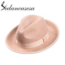 Brand Unisex Pure Wool Fedora Hats For Women And Men England Style Khaki Jazz Hat 57 CM 59 CMFM045012