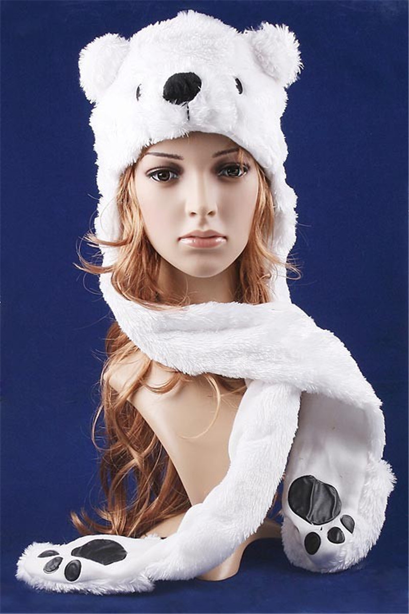 2015 panas penjualan busana anak-anak yang indah topi hewan kartun, Unisex lucu berbulu beruang kutub topi topi, Putih / Pink / . - 2015-Hot-Sale-Fashion-Kids-Lovely-Cartoon-Animal-Hats-Unisex-Cute-Fluffy-Polar-Bear-Hat-Cap