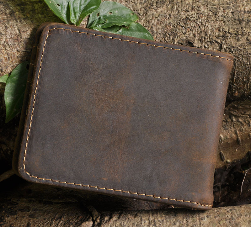 Brand High Quality Vintage Retro Genuine Crazy Horse Leather Cowhide Men Male Short Bifold Wallet Wallets