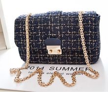 New fashion fastener chain packet tweed shoulder messenger bag high quality woolen lady bag Branded luxury