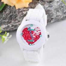 Hot Marketing 2015 Women Silicone Jelly Red Heart petals Quartz Analog Sports Wrist Watch J15