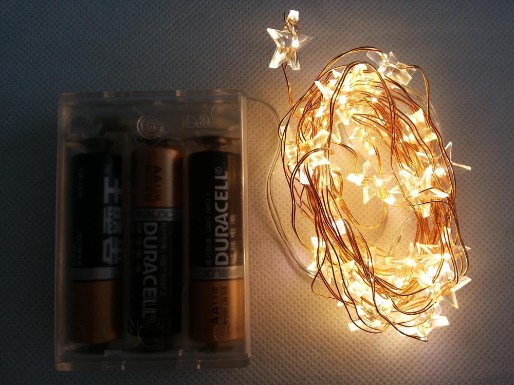 STAR Theme 3AA Battery Powered 3M 30 LED Copper String Fairy Lights, Christmas Holiday Lighting