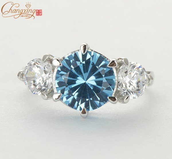 SOLID 14K WHITE GOLD NATURAL 3.30CT FLAWLESS BLUE TOPAZ ENGAGEMENT ...
