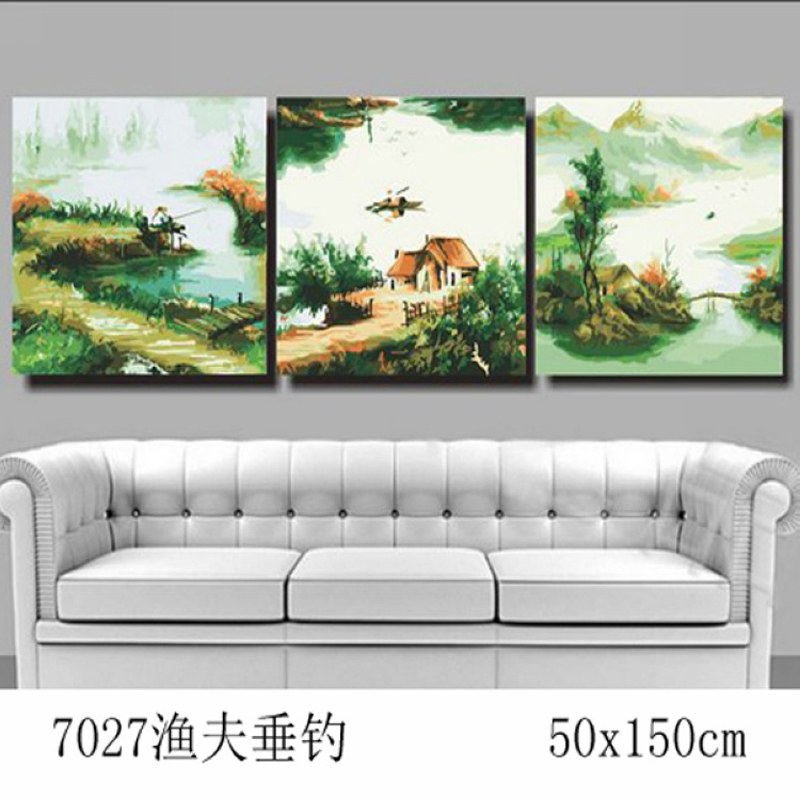 Wall pictures for living room Three-picture Combination vintage home decor painting by numbers Triptych canvas painting H478