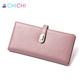 CHICHI Genuine Leather Wallet Women High Quality Soft Long Purse Thin Luxury Brand 2016 Designer Pink