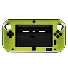Green Anti-shock Hard Protective Plastic + Aluminum Metal Box Cover Case Shell for Nintendo Wii U Gamepad