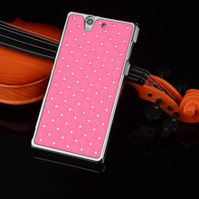 Rhinestone Plastic Rubberized Matte Cover With Silver Edge Star Bling Case For Sony Xperia Z L36H