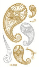 10x6cm HC-5028 body art tattoo gold silver temporary tattoo sex products bracelet flash tattoo metallic henna tatouage taty