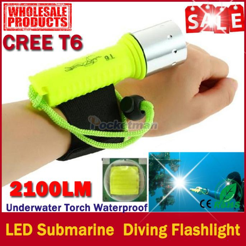New 2100LM CREE T6 LED Waterproof underwater scuba Dive Diving Flashlight Dive Torch light lamp for diving free shipping