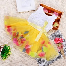 Super Baby Cotton Aestheticism Fairy Tale Petals Colorful Dress Chiffon Princess Newborn Baby Dresses Free Shipping 5 Color
