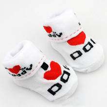 100 cotton Baby socks rubber slip resistant floor socks love dad love mum cartoon kids socks