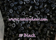 1000pcs/bottle silicon lined Micro Links Rings Beads Hair Feather Extensions 1# Black
