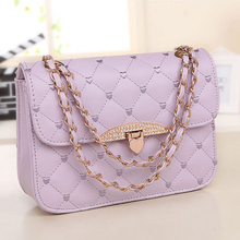 2015 New Women Ladies Small Fragrant Wind Quilted Diamond Buckle Chain Messenger Shoulder Bag Packet Plaid Portable Handbag