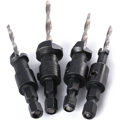 4 Sizes Tapered Counterbore HSS Countersink Drill Bit Set 1 4 Hex Shan Wood BI045
