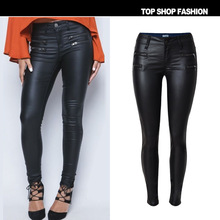 spring pu leather pants womens Autumn 2016 fashion pencil trousers for woman Personalized Sexy for Women black