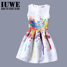 Summer Dress 2016 Dresses For Girls of 12 years Sleeveless Printed Flower Big Size Princess Dress Teenagers Kids Costume Vestido