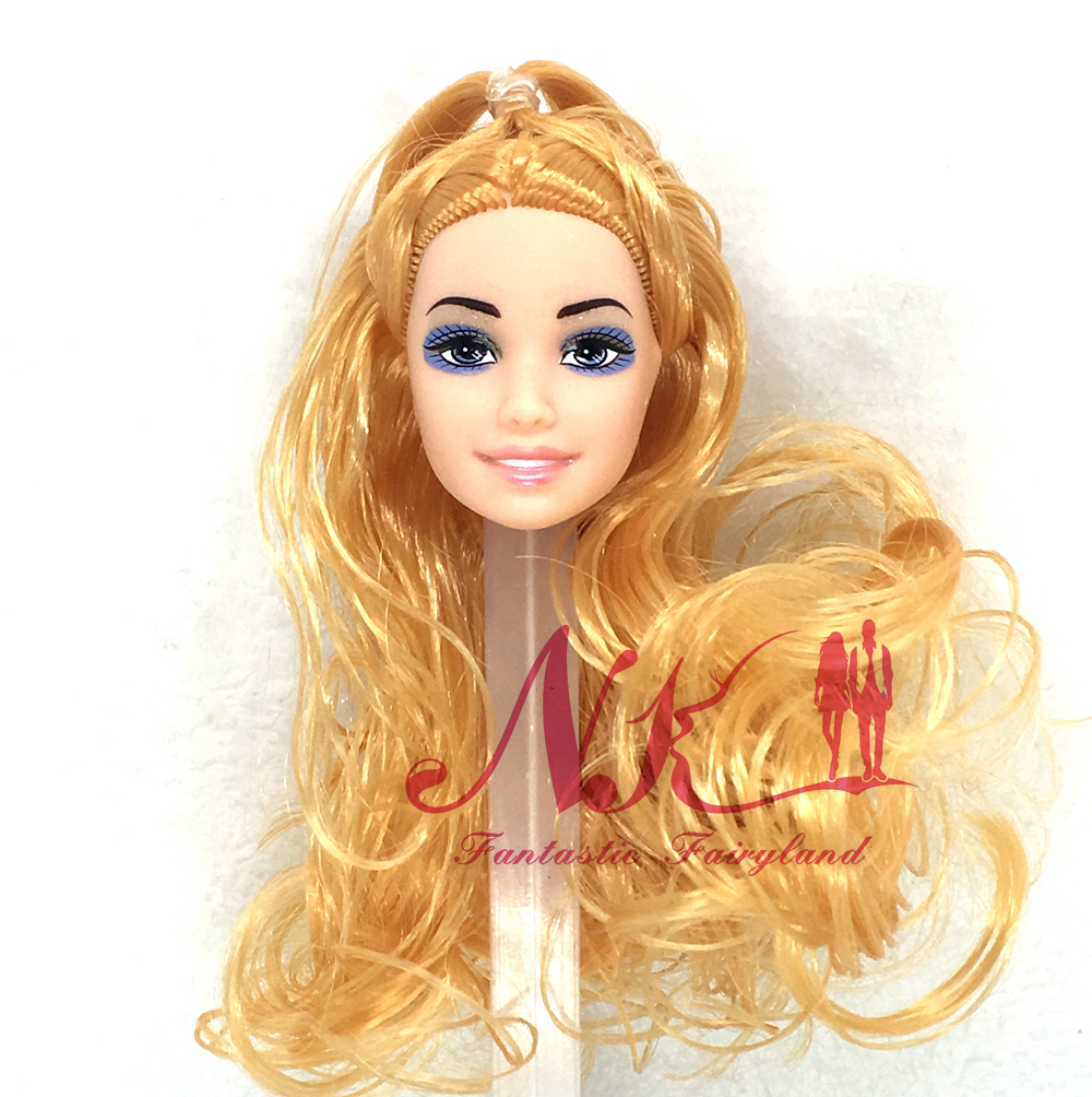 Nk One Pcs Fashion Doll Head With Long Golden Hair Diy Accessories For Barbies Kurhn Doll Best Girl Gift Child Diy Toys 030c