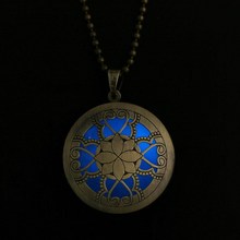 Steampunk Necklace Magical Fire Fairy Glow In The Dark Necklace Aqua Large Locket 2015 Brand Women