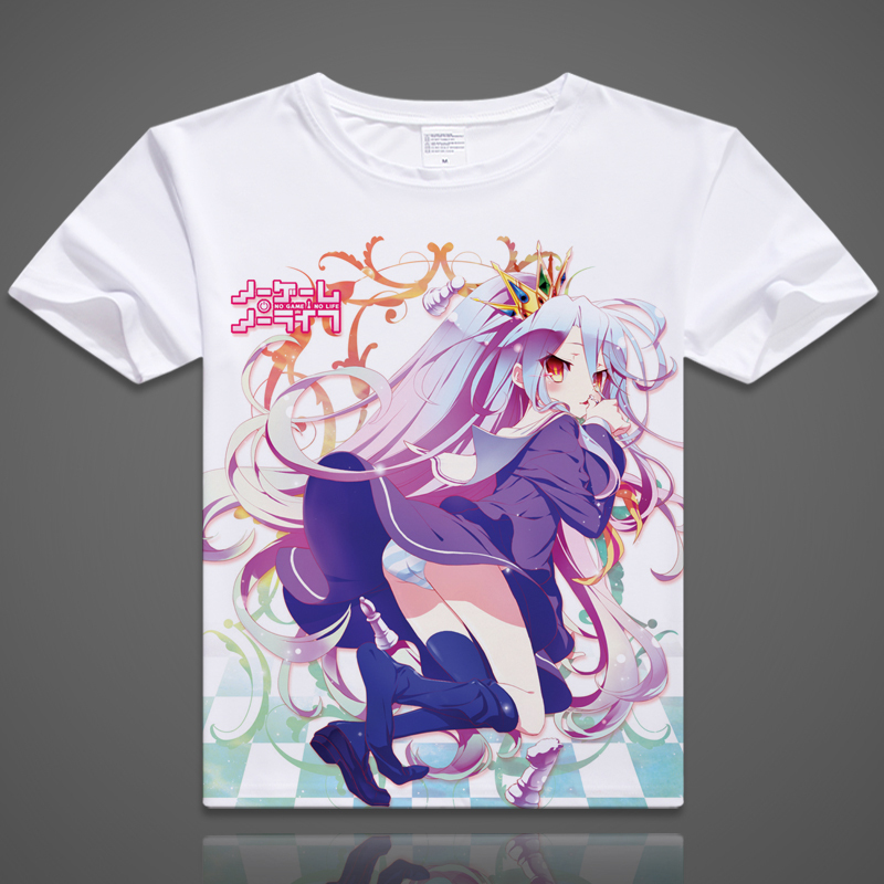 NO GAME NO LIFE T-shirt Anime Sora Cosplay Short Sleeve T shirt Shiro Breathable Tshirt Fashion Men Women Tees