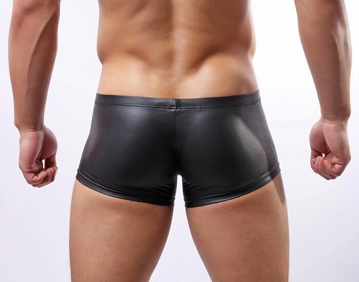 Mens Sexy Fun Boxer Shorts Patent Leather With Ring Underwear Slim Fit Boxers From Vikey10 8 0322