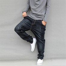 American Style Mens Elasticity Jeans Loose Big Leisure Jeans Men Autumn Men’s Hip Hop Jean Long Skate Board Harem Pants