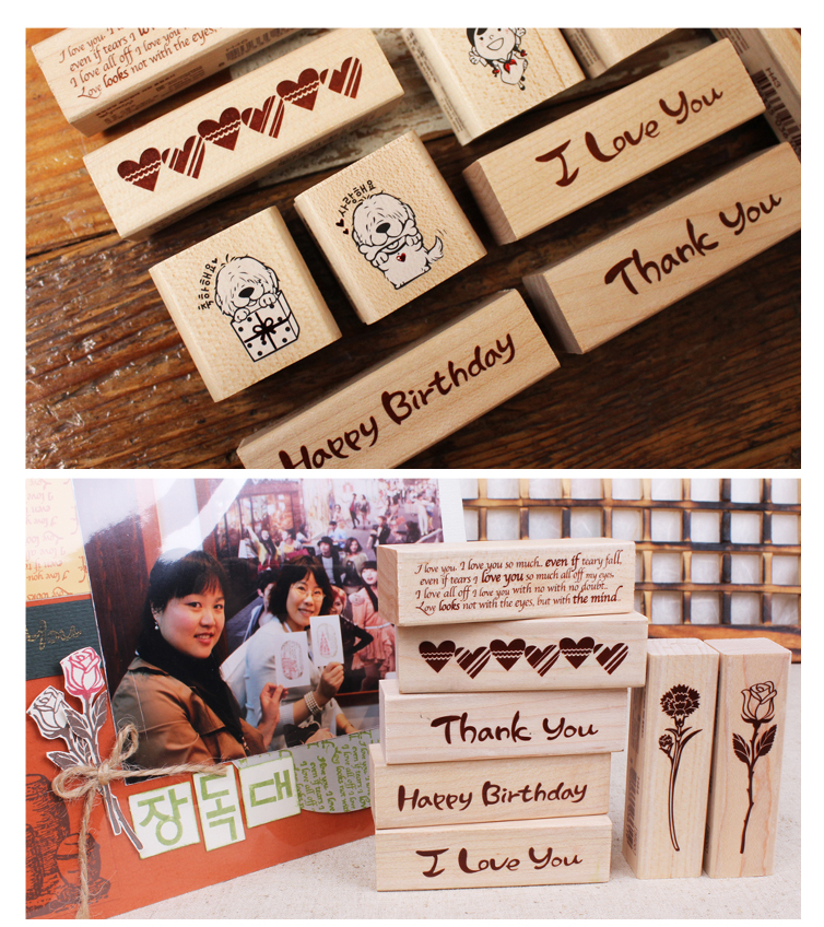 stamps for scrapbooking Blessing Wood Stamps I love you Happy Birthday Thank you Stamp Gift Scrapbooking