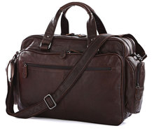 2014 Rushed Special Zipper Offer 100% Guarantee Genuine Cow Leather Men’s Briefcase Handbag Messenger Bag Large Travel # 7150Q
