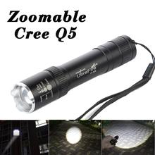 Half-price CREE Q5 LED Flashlight Torch Lamp Light 3-Modes Zoom Tactical Flashlight 18650 Battery tacha penlight Waterproof