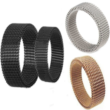 New fashion 316L steel 4-8MM black mesh rings retro punk gothic jewelry gift (note width)