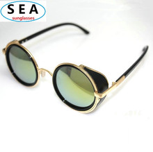 SEA STEAMPUNK Retro COATING mens vintage round SUNGLASSES Men women brand designer gafas OCULOS de sol