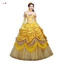 Ainiel Beauty and the Beast Princess Belle Cosplay Dress Long Yellow Dress for Women Custom Costume