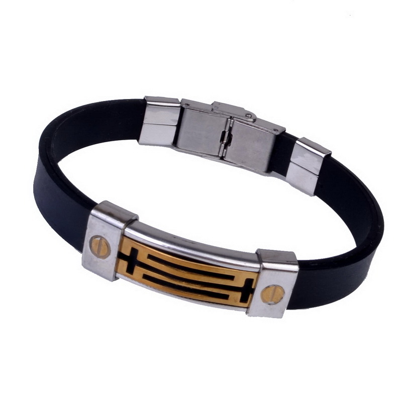 Brand Men Leather Bracelets Bangles For Men s 2015 Fashion Gold Plated Charm Bracelets Silicon Stainless