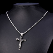 U7 Cross Necklace Women Men Jewelry Wholesale Trendy Platinum 18K Real Gold Plated INRI Crucifix Jesus