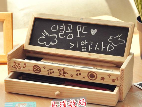 Exempt postage wooden toys educational toys pen boxes wooden DIY multi function chalkboard double receive a