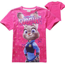 Baby Clothes Girl Tops T-shirts 2016 Summer Fashion Cartoon Rabbit Zootopia Short Sleeve T Shirt Children Clothing Girls T Shirt