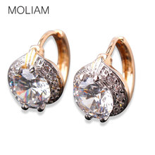 Smart Chic White Zircon Earring 18k Gold Platinum Plated Lady Cute Huggie Hoops Earrings Wholesale Free Shipping E150c