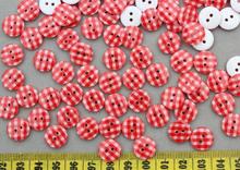 Set of 300pcs – Resin chequer red Round sewing Buttons 2 holes 13mm bulk-LK0029