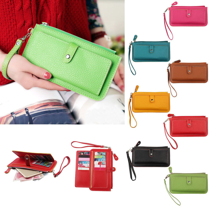 2014 Leather Famous Design Women Wallet,Long Type Card phone Holder Handbag Female Wallet Clutch Purses feminina Free Shipping