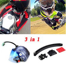 for Go pro Accessories Mount Motorcycle Cycling Helmet Extension Arm + Buckle + 3M Sticker For Gopro Hero 1 2 3 SJ4000 SJ6000