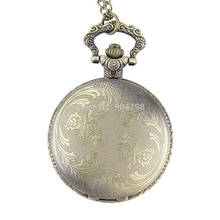 Antique Vintage Retro Bronze Quartz Pendant Chain Necklace Pocket Watch
