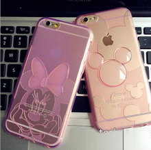 Lovely Disny Minne Big Bowtie Love Clear TPU Soft Skin Cover Cases Protector For iphone 5s/6s/6plus Cellphone Body Protection