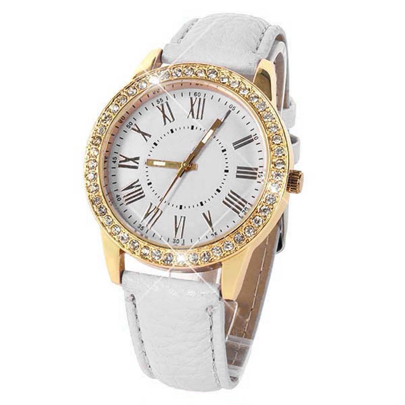 Relojes mujer 2015 relogio feminino bling gold crystal women luxury leather strap quartz wrist watch feida