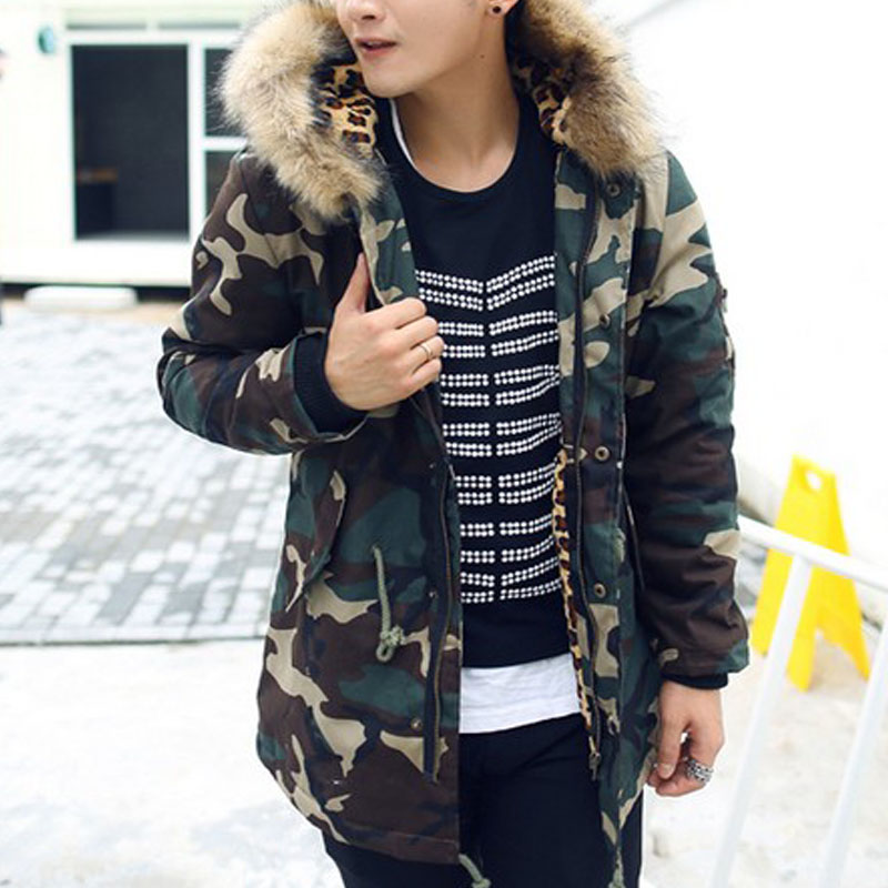 Leopard Camouflage Down Jackets 2015 military parka Fashion Brand Men s Camo Sports Snow mens Winter