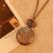 Small Peacock Pattern Retro Vintage Pocket Watch Women Necklace Quartz Alloy Pendant With Long Chain Wholesale