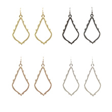 2016 New Gold Filled Brand KS Chandelier Earrings Gold Frame Cutout Fashion Rose Gold Water Drop Earrings for Women Accessories