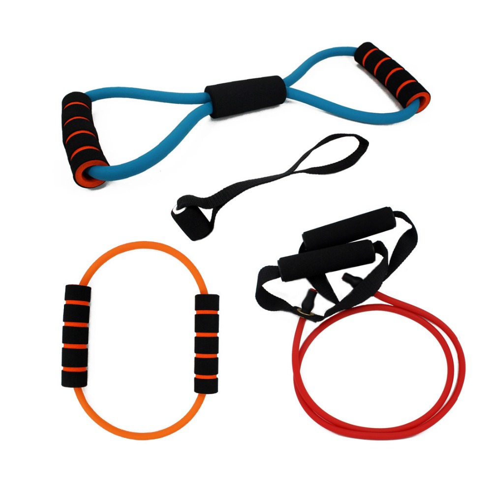 Free shipping 4pcs Sets Resistance Bands 2015 Elastic Exercise Sets For Fitness Shape the Perfect Figure