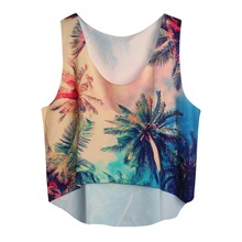 21 Colors Summer Casual Women Emoji Crop Tops Sleeveless Cartoon Beach Tanks TQ