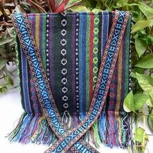 Vintage Hmong Tribal Ethnic Thai Indian Boho shoulder bag message bag linen handmade embroidery Tapestry SYS