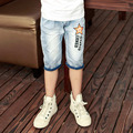 2016 hot summer design light blue star printed kids short pants boys elegant jeans denim shorts